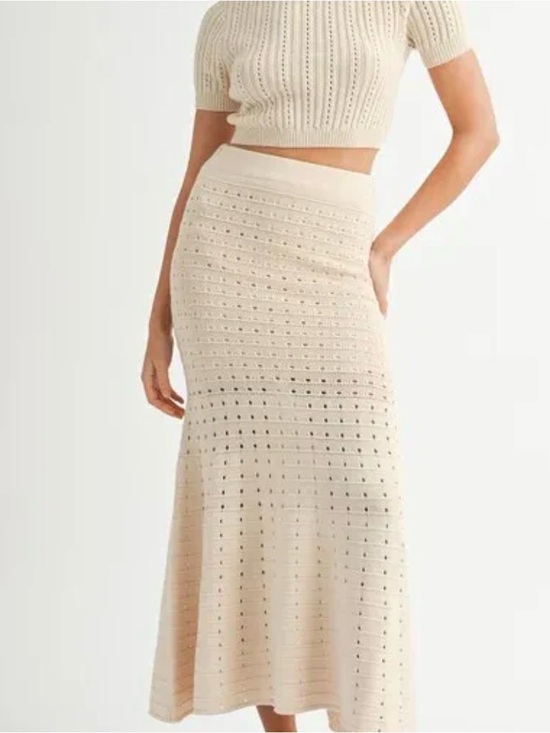 Mable Dresses & Skirts - White Ivory Cream Mermaid Knit Bohemian Maxi Skirt